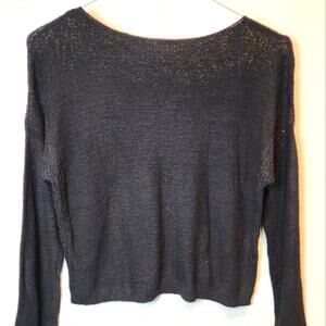 Black New Acrylic Sweater Boxy Cropped Long Sleeve Sweater Size S